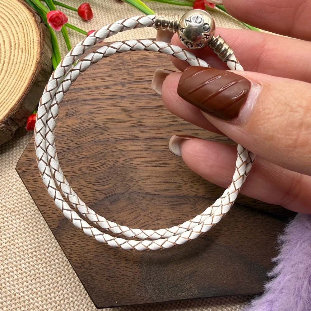 Pandora Elegant White Braided Bracelet 19cm